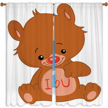 I Love U Teddy Bear Window Curtains 19138338