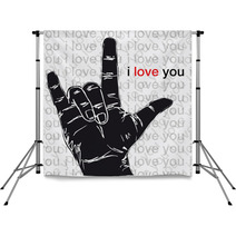 I Love You Hand Symbolic Gestures. Vector Illustration Backdrops 40221066