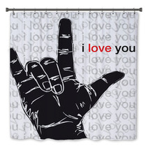 I Love You Hand Symbolic Gestures. Vector Illustration Bath Decor 40221066