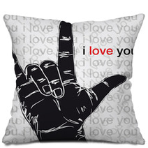 I Love You Hand Symbolic Gestures. Vector Illustration Pillows 40221066