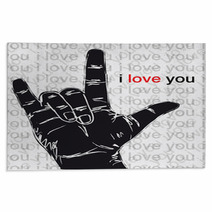 I Love You Hand Symbolic Gestures. Vector Illustration Rugs 40221066