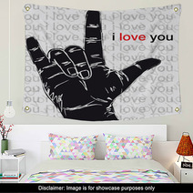 I Love You Hand Symbolic Gestures. Vector Illustration Wall Art 40221066