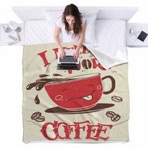I Need More Coffee Hand Lettering With Hand Drawn Funny Coffee Cup Poster And T Shirt Design Blankets 123967925