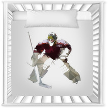 Ice Hockey Goalie In Dark Red Jersey Abstract Polygonal Vector Illustration Nursery Decor 178140712
