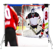 Ice Hockey Goalie Light Burst In The Background Backdrops 135358126