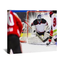Ice Hockey Goalie Light Burst In The Background Wall Art 135358126