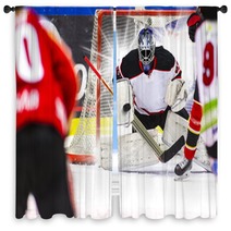 Ice Hockey Goalie Light Burst In The Background Window Curtains 135358126