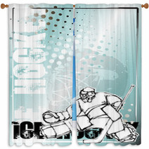 Ice Hockey Pencil Poster Background Window Curtains 18765006