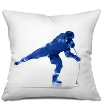 Ice Hockey Player Abstract Geometric Silhouette Shooting Hocke Pillows 121553725