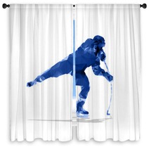 Ice Hockey Player Abstract Geometric Silhouette Shooting Hocke Window Curtains 121553725