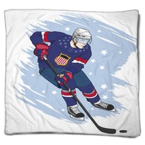Ice Hockey Player American Blankets 90291708