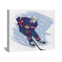 Ice Hockey Player American Wall Art 90291708