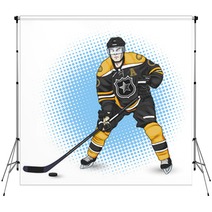 Ice Hockey Player Black And Yellow Backdrops 90291627