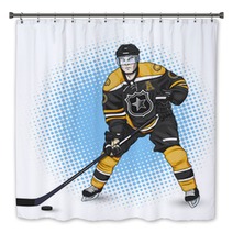 Ice Hockey Player Black And Yellow Bath Decor 90291627