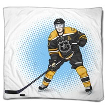 Ice Hockey Player Black And Yellow Blankets 90291627