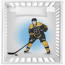 Ice Hockey Player Black And Yellow Nursery Decor 90291627