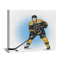 Ice Hockey Player Black And Yellow Wall Art 90291627