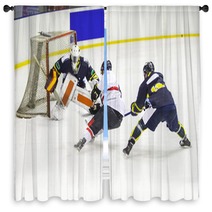 Ice Hockey Player During A Game Window Curtains 139592023