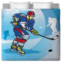 Ice Hockey Player Vector Illustration Bedding 17617536