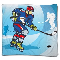 Ice Hockey Player Vector Illustration Blankets 17617536