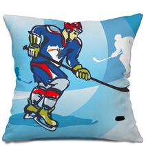 Ice Hockey Player Vector Illustration Pillows 17617536