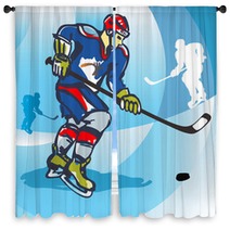 Ice Hockey Player Vector Illustration Window Curtains 17617536
