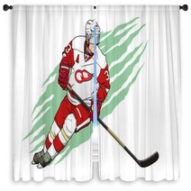 Ice Hockey Player Window Curtains 91919220