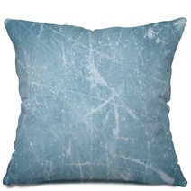 Ice Hockey Rink Background Or Texture Macro Top View Pillows 105841020