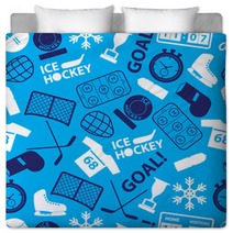Ice Hockey Sport Icons Blue Seamless Pattern Eps10 Bedding 74776729
