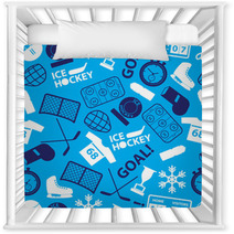 Ice Hockey Sport Icons Blue Seamless Pattern Eps10 Nursery Decor 74776729