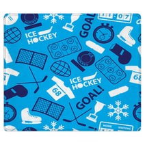 Ice Hockey Sport Icons Blue Seamless Pattern Eps10 Rugs 74776729