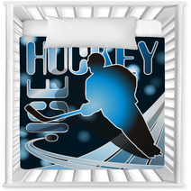 Ice Hockey Sports Poster In Shades of Blue Nursery Decor 4232142