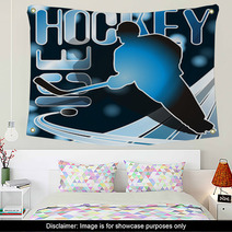 Ice Hockey Sports Poster In Shades of Blue Wall Art 4232142