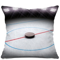 Ice Hockey Under The Lights Room For Text Or Copy Space Pillows 64445953