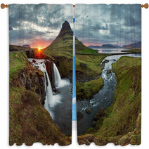 Iceland Landscape Spring Panorama At Sunset Window Curtains 53502965