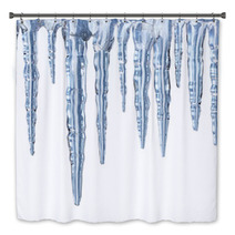 Icicles On White Background  Square Format Bath Decor 26767042