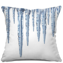 Icicles On White Background  Square Format Pillows 26767042