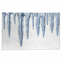 Icicles On White Background  Square Format Rugs 26767042