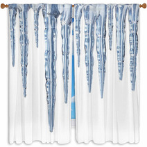Icicles On White Background  Square Format Window Curtains 26767042