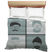 Icons Hairstyles Beard And Mustache Hipster Bedding 68159607