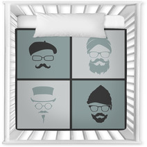 Icons Hairstyles Beard And Mustache Hipster Nursery Decor 68159607