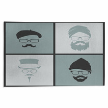 Icons Hairstyles Beard And Mustache Hipster Rugs 68159607