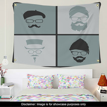 Icons Hairstyles Beard And Mustache Hipster Wall Art 68159607