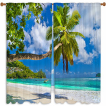 Idyllic Tropical Scenery - Seychelles Window Curtains 64612447