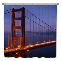 Illuminated Golden Gate Bridge At Dusk, San Francisco Bath Decor 71468374