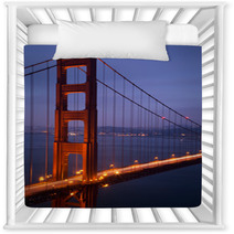 Illuminated Golden Gate Bridge At Dusk, San Francisco Nursery Decor 71468374