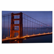 Illuminated Golden Gate Bridge At Dusk, San Francisco Rugs 71468374