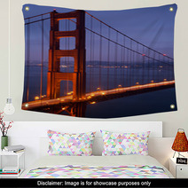 Illuminated Golden Gate Bridge At Dusk, San Francisco Wall Art 71468374