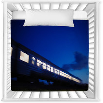Illuminated Train Traveling Past At Night Nursery Decor 63092536