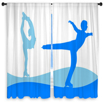 Illustration  Ice Skating Window Curtains 67017595